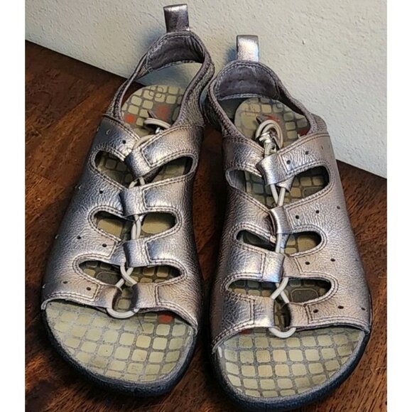 Ecco Sandals Jab Toggle Metallic Platinum Open Toe Size 40 US 9 Strap Adjustable - Picture 2 of 8